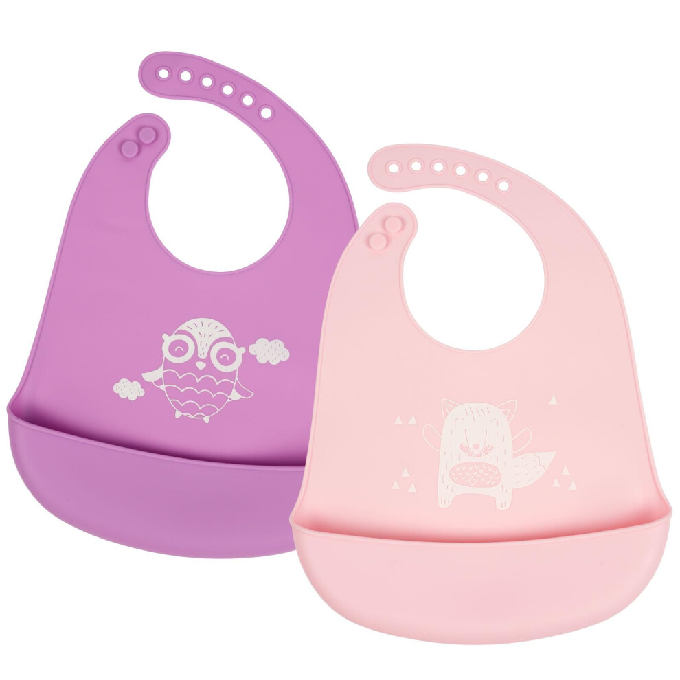 Silicone Baby Bib, 2Pcs Baby Weaning Bibs, Adjustabl Vicloon