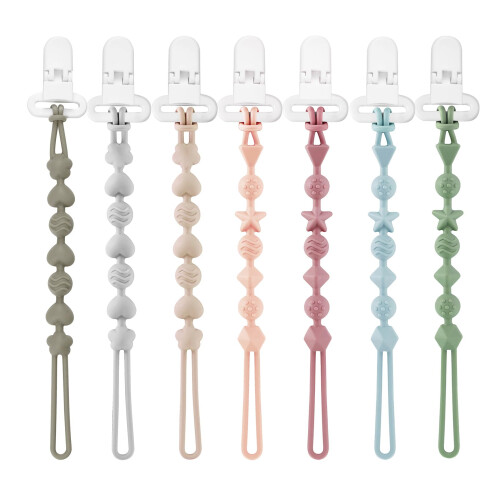 PandaEar 7 Pack Silicone Pacifier Clips, One Piece Design Pa