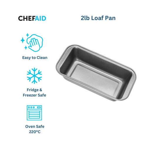 Chef Aid Non-Stick 2lb Loaf Tin, 900g Rectangular Bread pan, 25.3cm x 13cm 2