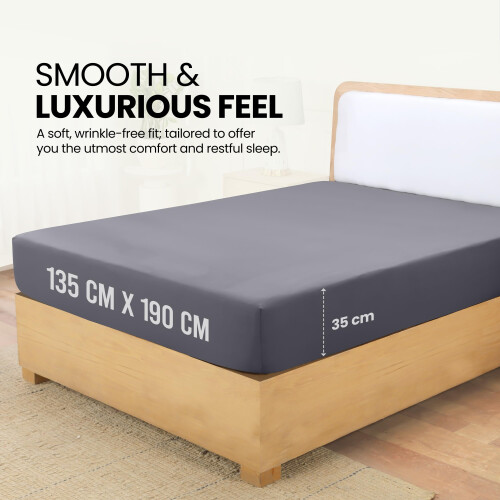 Utopia Bedding Fitted Sheet Double, Grey - Deep Pocket 14 inch (35 cm) - Ea 1