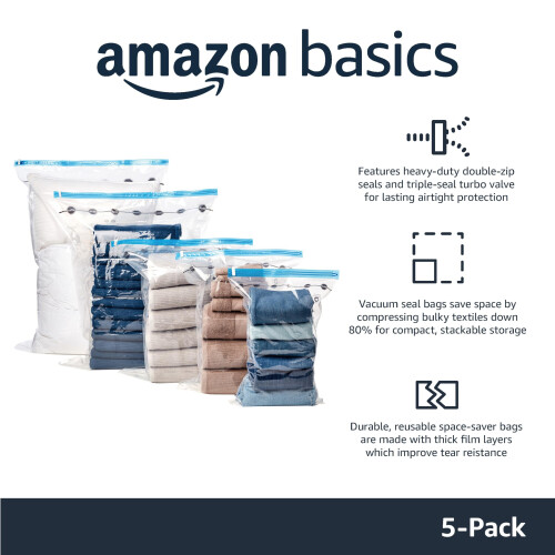 Amazon Amazon Basics Vacuum Compression Zipper Storage Bags with Airtight Valve an 1