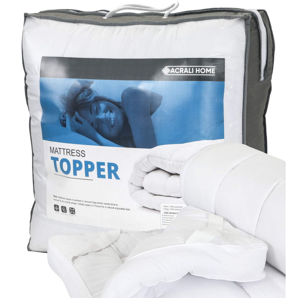 ACRALI HOME Mattress Topper Single Bed 4 Inch/10cm Quilted, Hypoallergenic