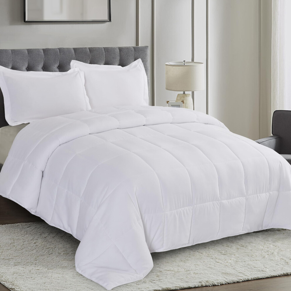 HIG King Duvet Set - 3-Piece White Reversible Duvet - 240 x 220cm - Down Al