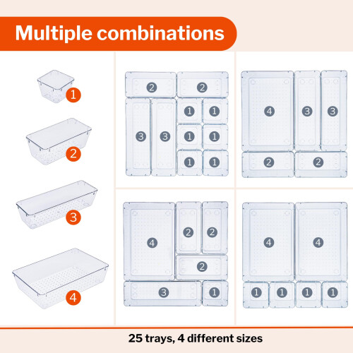Stackzy Drawer Organiser Set – Makeup Organiser Tray for Drawers – Clear Co 2