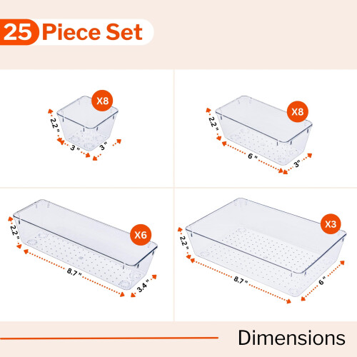 Stackzy Drawer Organiser Set – Makeup Organiser Tray for Drawers – Clear Co 1
