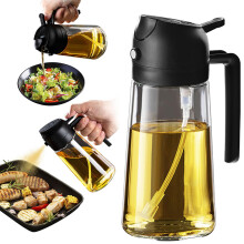 TrendPlain 16oz Olive Oil Spray Bottle - 2 in 1 Olive Oil Dispenser Bottle