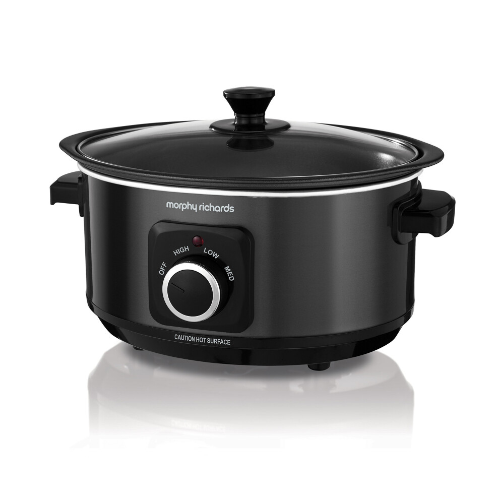 New Morphy Richards 3.5L Sear & Stew Slow Cooker, Shatter Resistant Aluminium P Black