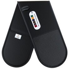 Double Oven Gloves Heat Resistant by Laffair - Black Oven Gloves - Non-Sli