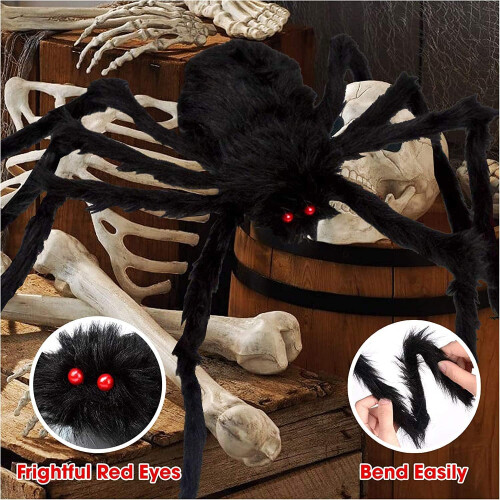 Halloween Decorations Spider Web, 50'' Giant Spider + 200'' Triangular Gian 1