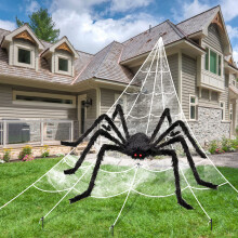 Halloween Decorations Spider Web, 50'' Giant Spider + 200'' Triangular Gian