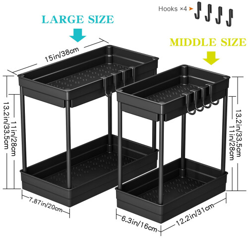 PurKeep 2 Pack Under Sink Storage - 2 Tier Kitchen Storage and Organisation 1