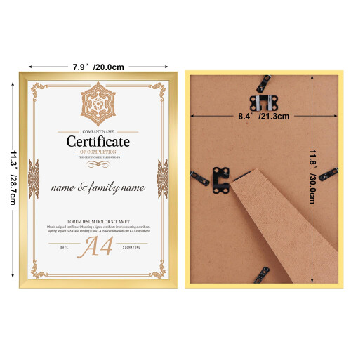 Ditwis A4 Picture Frame Gold, A4 Photo Frame for Certificates, Documents, A 1