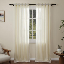 Pacok Cream Voile Curtains, 108 Drop 2 Panels Net Curtain for Windows, Rod