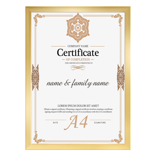 Ditwis A4 Picture Frame Gold, A4 Photo Frame for Certificates, Documents, A