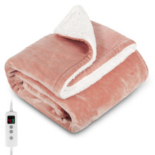 PROALLER Heated Blanket, Electric heated throw 160x130CM Pink, 10 Levels &1