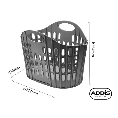 Addis Addis Flat Easy Store Laundry Basket Hamper, Dark Grey, 38 Litre 2