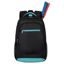 Badminton Backpack Waterproof Large Capacity Tennis Bag Unisex Adjustable Straps Black 48cm H 32cm W 18cm L
