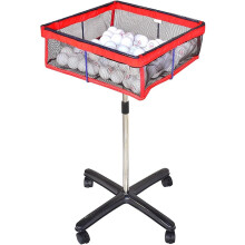 Professional Portable Multiball Storage Rack with Adjustable Height and Mesh Cover for Table Tennis, Golf, Tennis, Badminton