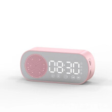 (Pink) Led Digital Mirror Alarm Clock With Radio And Bluetooth Speaker Use For Daily