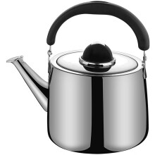 Induction Whistling Kettle 4L - Lightweight Silver Camping Kettle for Gas and Wood Stoves with Folding Handle