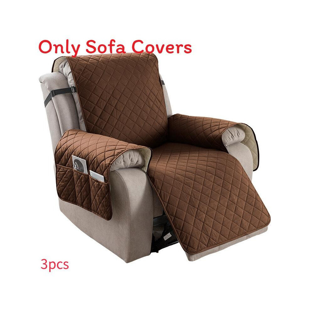 (Brown,3 Seat)Housse de canapé simple double triple place couleur unie pour chaise résistante aux taches
