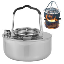 Stainless Steel Camping Kettle for Open Fire, Portable Outdoor Teapot, Backpacking Water Boiler, Durable Heat Source