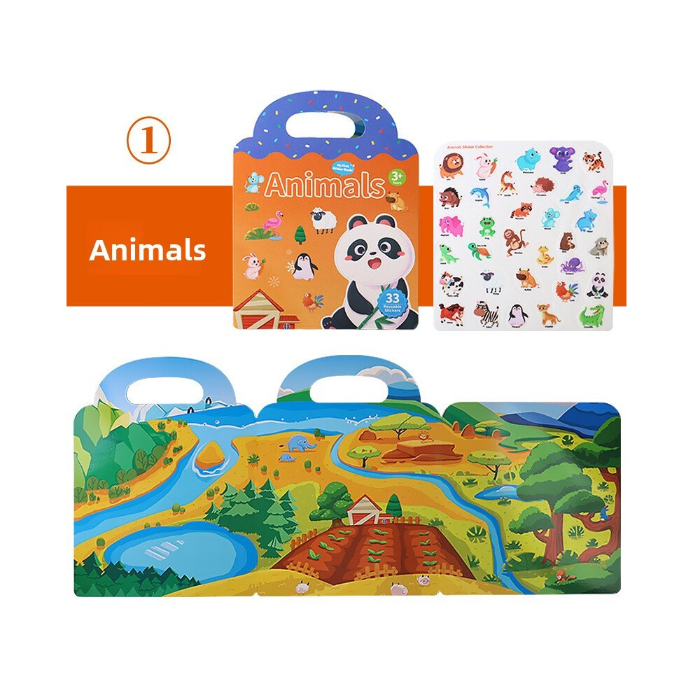 (Animal) Educational Kids Sticker Book With Animal Dinosaur Pattern Skill For Recognition-image-OPC-PJTPHDR-NEW