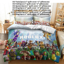 (Party, EU-Double(3pcs):200×200cm) Printed 3d Roblox Bedding Set Duvet Cover Pillowcase Bed Set Double Queen King