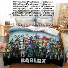 (Roblox, EU-Double(3pcs):200×200cm) Printed 3d Roblox Bedding Set Duvet Cover Pillowcase Bed Set Double Queen King