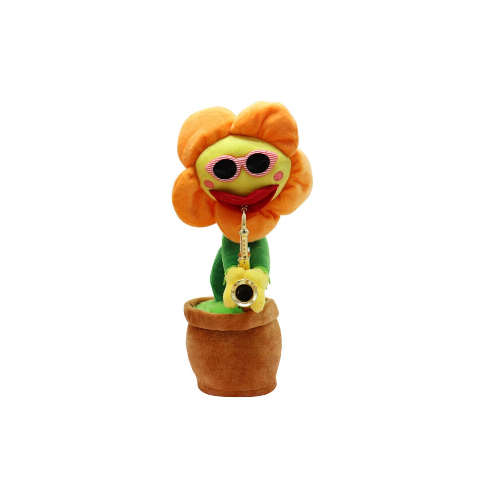 ( Rounded) Plush Sunflower Saxophone Toy With Singing And Dancing Functions Kid For Gift Orange