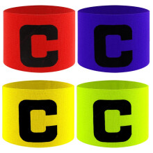 Captain's Armband Pack of 4 Adjustable Elastic Armbands for Children's Football Sports Games in 4 Colors