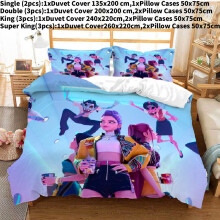 (Sky Blue, Single(135x200cm)) Demon Hunters Kpop Digital Print Duvet Cover Pillowcase Bedding Set Bedroom