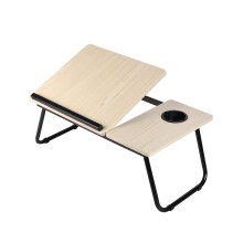 (Light Wood Colour) Adjustable Foldable Laptop Bed Table with Cup Holder