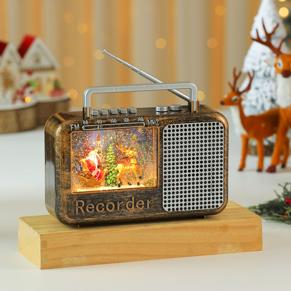 (Deer Sled) Christmas Decor Creative Radio Light Music Night Lamp With Santa Pattern Claus-image-OPC-PJTQGDP-NEW