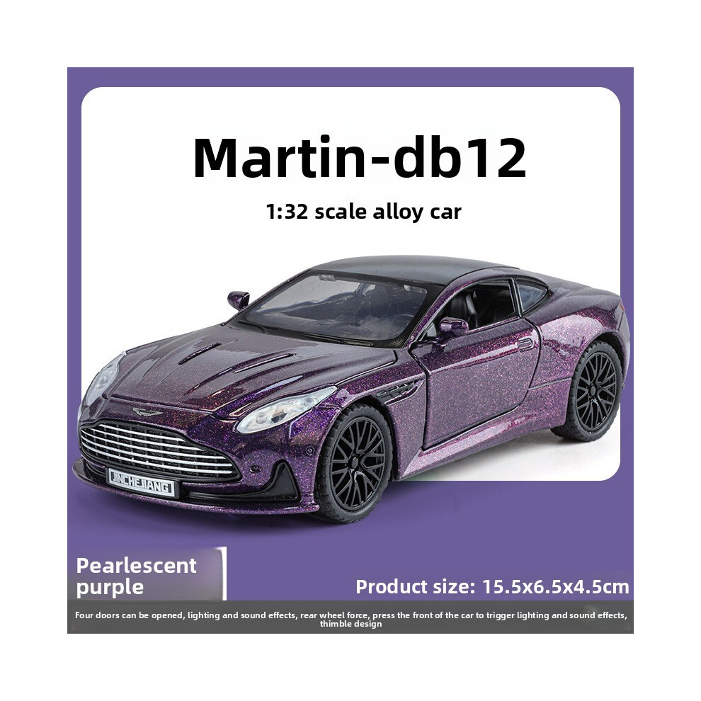 (Purple) 132 Aston Martin Db12 Supercar Alloy Car Model With Sound Children Toy Light-image-OPC-PJTQHNQ-NEW