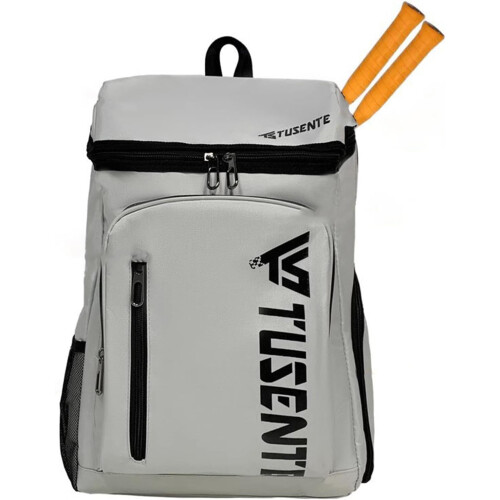 Tennis Backpack Racket Bag for Badminton Squash Rackets, Durable Silver Design, Lightweight, Adjustable Straps 1