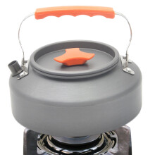 Camping Kettle Aluminium Alloy Quick Heating Coffee Pot, Ultralight Portable Hiking Kettle for Open Campfire, Orange