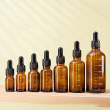 Glass Dropper Bottle, Amber Glass Eye Dropper Bottles, Leak-Proof Design, 7 Sizes, Precise Scale for Mixed Liquids