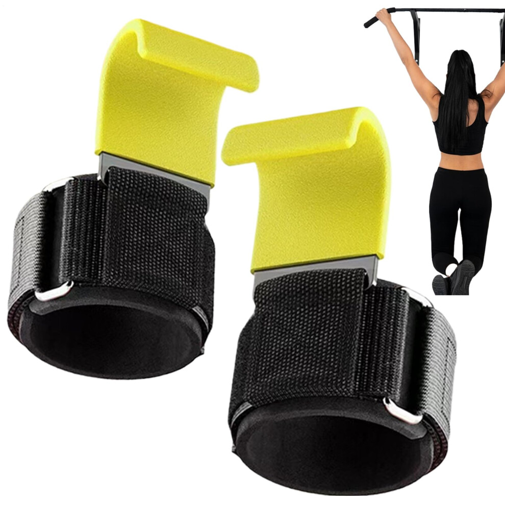 Weightlifting Wrist Wraps with Hooks | Ergonomic Padded Support for Powerlifting | Yellow Steel Plate | 2pcs-image-OPC-PJTS5HH-NEW