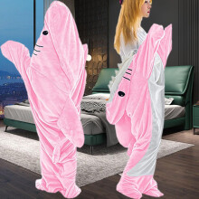 Blanket Hoodie Soft Flannel Portable Hoodie Suit for Teens and Adults in Pink Size Small