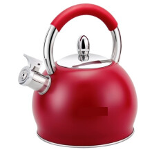 Camping Water Kettle, 3L Stainless Steel Whistling Teapot, Red Portable Tea Kettle for Outdoor Cooking