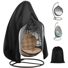 Hanging Chair Cover 210D Oxford Fabric Outdoor Protective Cover for Swing Egg Chairs 190 x 115 cm with Drawstring