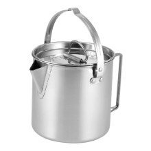 Stainless Steel Camping Kettle Outdoor Fire Pit Teapot Portable Water Boiler Silver 1.5L Rust-Free Design