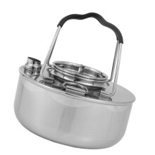 Lightweight Stainless Steel Camping Kettle for Hiking, Outdoor Teapot, Portable Boiling Pot for Indoor and Outdoor Use