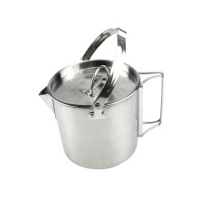 Camping Water Kettle with Foldable Lid and Spout for Hot Water and Soups, Portable Outdoor Cooking Gear