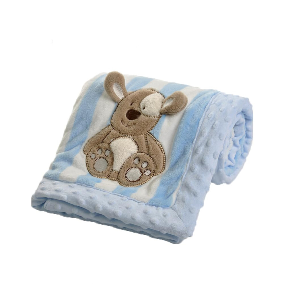 Pram Baby Blanket Soft Fluffy Toddler Blanket Double-Sided 75x100 cm Breathable Blue for Newborns and Children