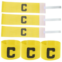 Football Wear-Resistant Captain's Armbands Pack of 6, Green Nylon Bicep Bands with Yellow Stripes for Sports Teams