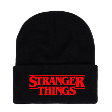 (Black,Letter)Sombrero de lana tejido estampado cálido otoño invierno Stranger Things4 para hombre mujer