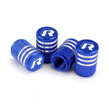 (B-Blue) 4PCS Car Wheel Tire Valve Caps Tyre Rim Stem Covers for Volkswagen Rline Golf GTI Bora Passat Jetta Beetle Tiguan Scirocco MK6