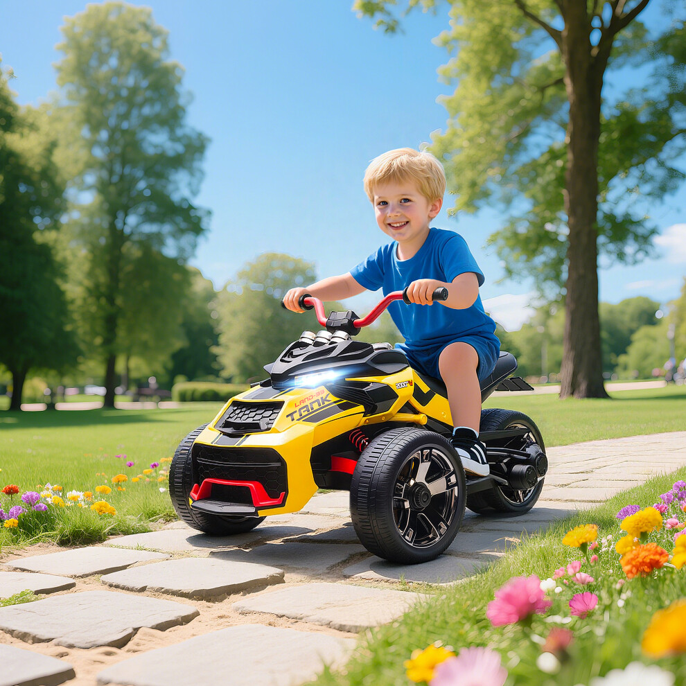 Aiyaplay Yellow 12V Kids Electric Ride On Car, Battery Powered Ride On Atv,